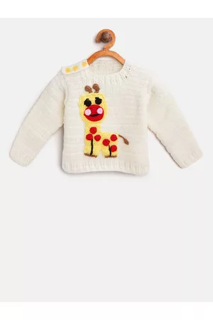 CHUTPUT Kids Off-White Self Design Sweater