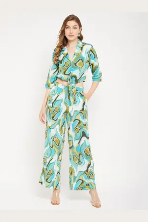 MADAME Women Printed Pure Cotton Shirt With Trousers