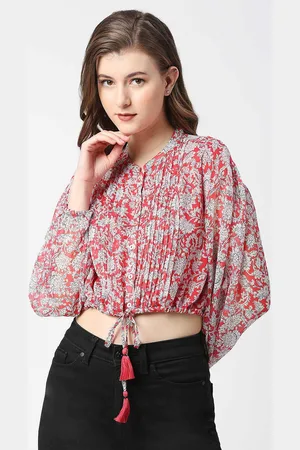 Pepe Jeans Floral Print Mandarin Collar Top