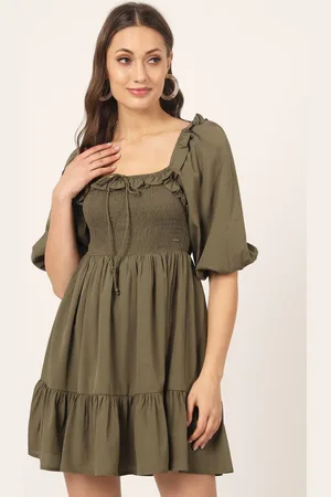 BEATNIK Square Neck Fit & Flare Dress