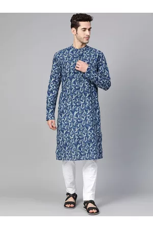See Designs Indigo Abstract Printed Straight Pure Cotton Kurta with Pyjamas