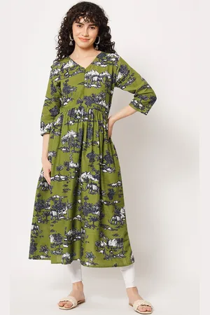 Aujjessa Quirky Printed Maternity Anarkali Cotton Kurta