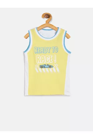 MINI KLUB Girls Yellow Printed Round Neck T-shirt