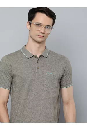 Indian Terrain Men Brown Polo Collar Pure Cotton Slim Fit T-shirt