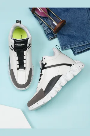 MUTAQINOTI Men Mid-Top Lightweight Comfort Insole Patent Leather Basics Sneakers
