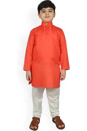 SG Boys Orange solid Kurta With Payjama