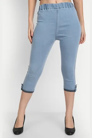 AngelFab Women Skinny Fit Cotton Mid-Rise Capris