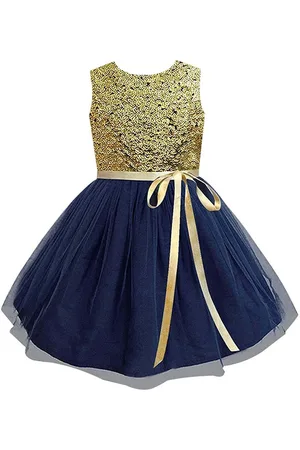 A.T.U.N. A T U N Girls Gold & Navy Floral Net Dress
