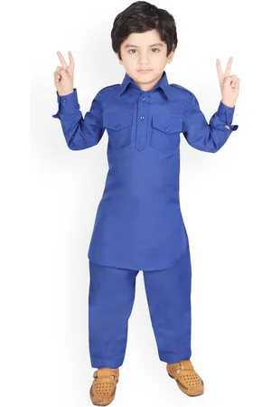 SG Boys Blue Solid Kurta with Pyjamas