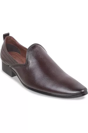 Metro Men Textured Leather Formal Slip-On Shoes