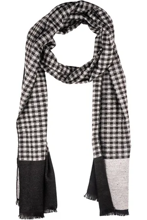 The Tie Hub Men Checked Woolen Scarf With Frayed Border