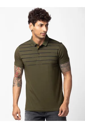 SPYKAR Men Striped Polo Collar Slim Fit T-shirt