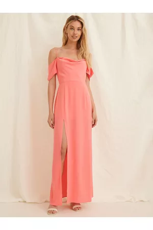 NA-KD Cold-Shoulder Side Slit Maxi Dress