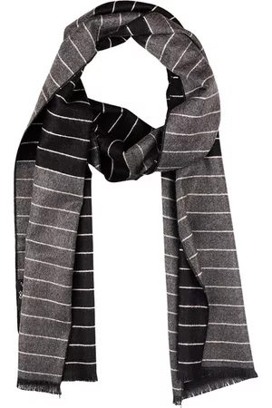 The Tie Hub Men Striped Woolen Scarf With Frayed Border