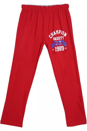 Sweet Angel Girls Red & White Typography Printed Straight-Fit Pure Cotton Track Pants