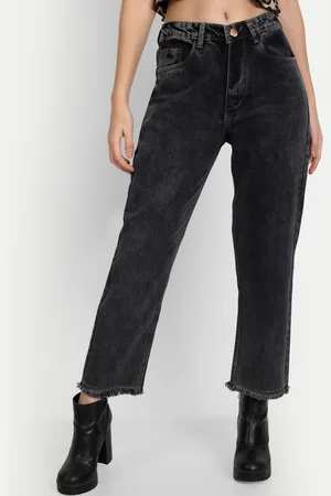 AngelFab Women Jean Straight Fit Light Fade High-Rise Cotton Jeans