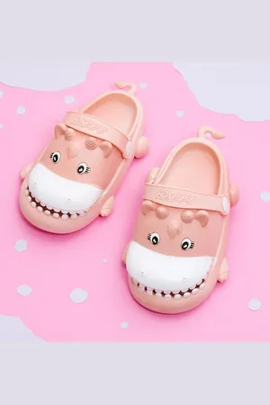 Yellow bee Girls Peach-Coloured & White Clogs