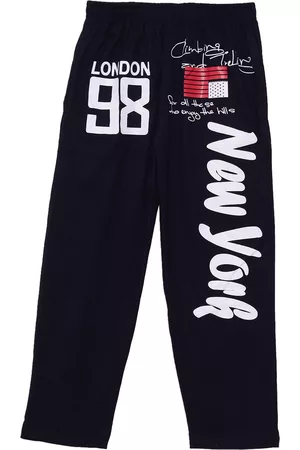 Sweet Angel Girls Navy Blue & White Solid Straight Fit Outdoor Track Pants