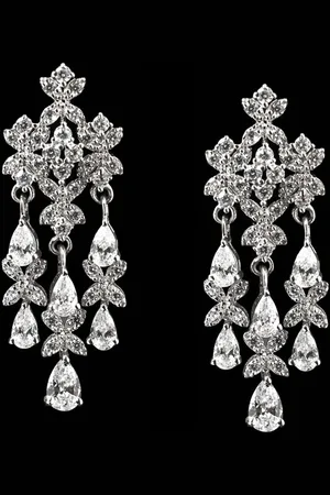 CLARA Rhodium-Plated Cubic Zirconia Contemporary Drop Earrings
