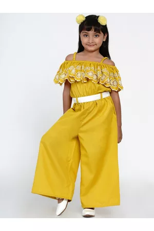 Bhama Girls Off-Shoulder Cotton Basic Jumpsuit