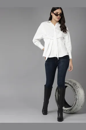 Roadster The Lifestyle Co. Pure Cotton Waist Tie-Up Shirt