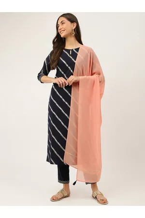 FIORRA Floral Printed Keyhole Neck Kurta with Trousers & Dupatta