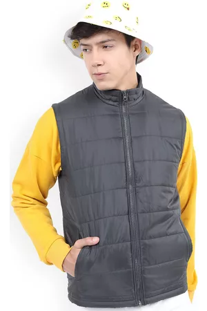 Ketch Men Charcoal Grey Solid Padded Jacket