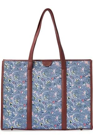TEAL Floral Printed Oversized Shoulder Bag