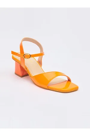 Tokyo Talkies Orange Block Heels with Buckles