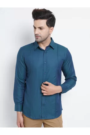 Purple State Men Teal Slim Fit Semiformal Shirt