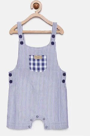 METRO KIDS COMPANY Boys Blue & White Striped Dungarees Shorts