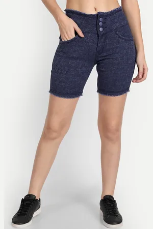 AngelFab Women High-Rise Denim Denim Shorts