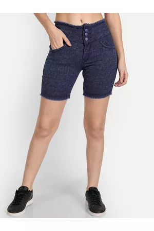 AngelFab Women High-Rise Denim Shorts
