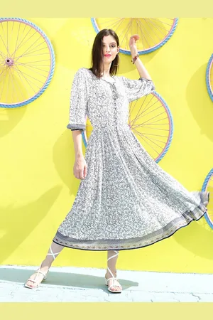 Sera Floral Print Ethnic A-Line Maxi Dress