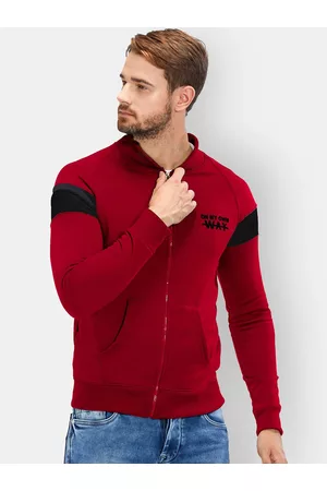 Maniac Men Maroon Solid Sweatshirt