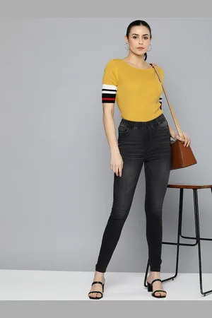 HERE&NOW Women Light Fade Mid-Rise Slip-On Stretchable Jeans