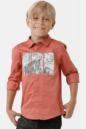 KATE & OSCAR Boys Smart Graphic Printed Cotton Casual Shirt