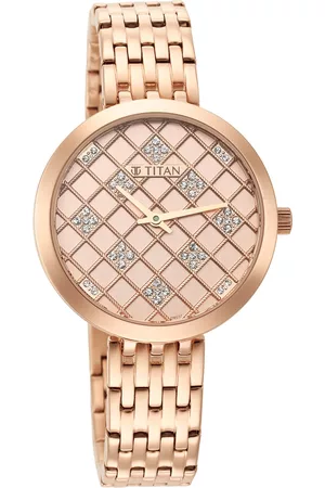 Titan Woman Rose Gold-Toned Dial & Rose Gold Toned Stainless Steel Bracelet Style Watch