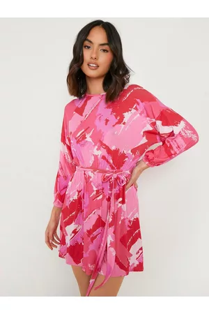 Boohoo Printed Belted A-Line Mini Dress