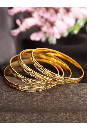 Shining Diva Set Of 4 Gold-Plated Antique Party Wear Bangles Set
