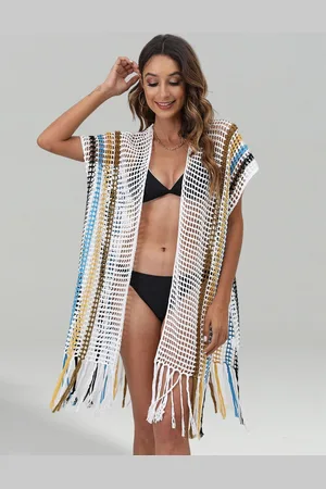 JC Collection Women Tasselled Longline Sheer Shrug