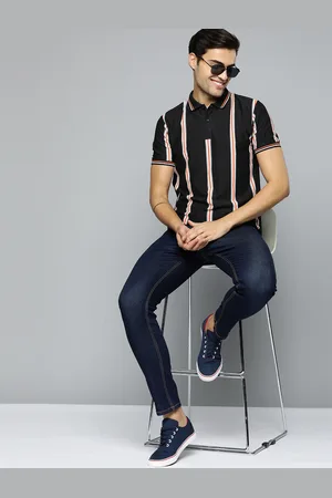 HERE&NOW Striped Polo Collar T-shirt