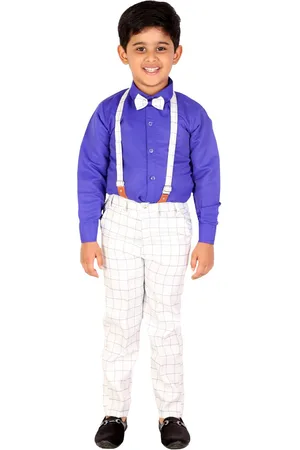 DKGF FASHION Boys Blue & White Shirt With Trouser
