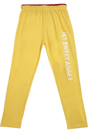 Sweet Angel Boys Yellow Pure Cotton Straight-Fit Track Pants