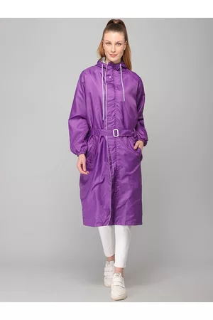 THE CLOWNFISH Brilliant Pro Purple Solid Waterproof Seam Sealed Long Rain Jacket