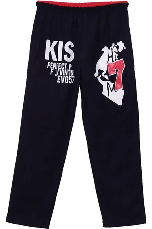 Sweet Angel Girls Navy Blue & White Solid Straight-Fit Track Pants