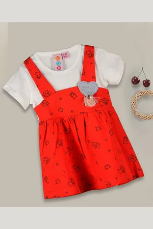 Kids On Board Infant Girls Pinafore Cotton Dress