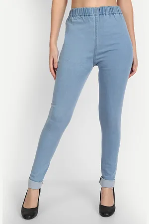 AngelFab Women Washed Skinny Fit Mid-Rise Cotton Denim Jeggings