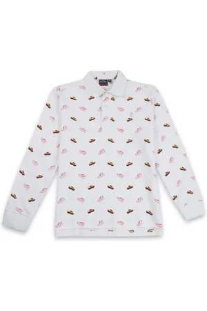 Gini and Jony Boys Conversational Printed Polo Collar Long Sleeves Cotton T-shirt