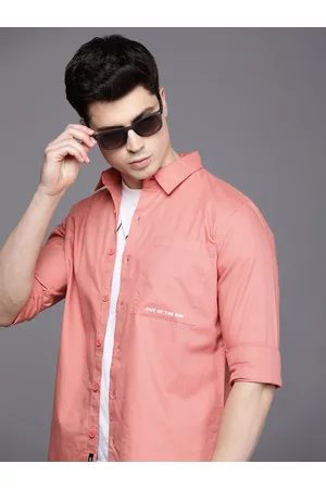 WROGN Men Pure Cotton Solid Opaque Casual Shirt